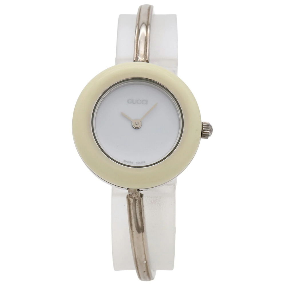GUCCI Women's Quartz Watch with Changeable Bezel, White Dial, Stainless Steel...